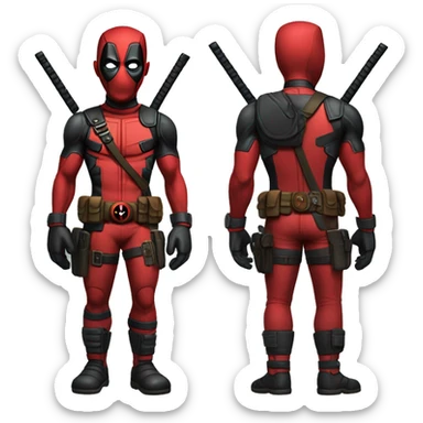 Cute deadpool character full body sticker