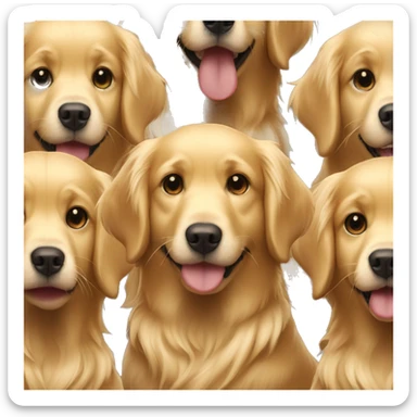 golden retriever with blonde girl and boy sticker