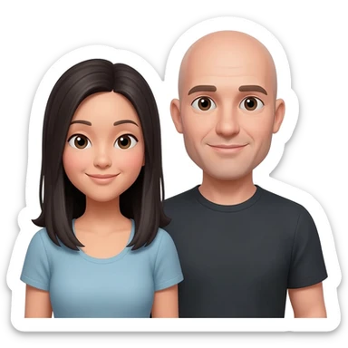 White Caucasian no hair his girlfriend from Asian sticker