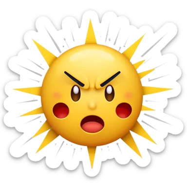 yellow round-faced angry emoji punching surprised emoji with comic-style impact effects including stars, motion lines, and a big 'POW!' burst, bold, expressive, playful emoji art style sticker