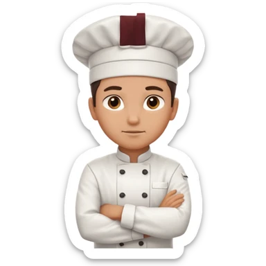 Serious Head Chef – arms crossed, clean uniform, focused expression sticker