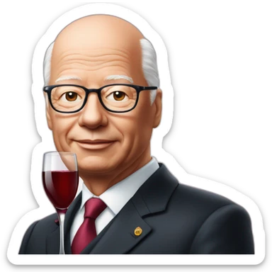 Klaus Schwab avec un verre de vin rouge sticker
