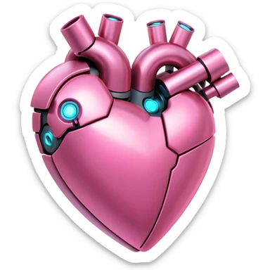 pink robotic heart sticker