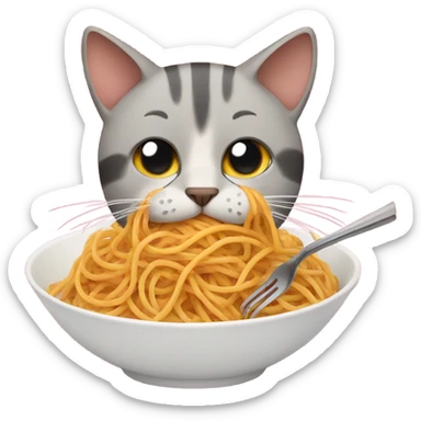 Cat eating spaghetti  sticker