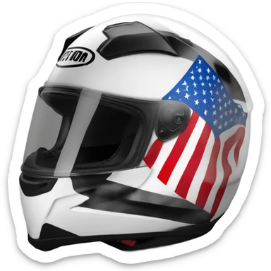 Sport bike motorcycle helmet white and black with the American flag. Like the shoei helmet  sticker