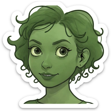 crazy girl with slightly curly hair  sticker