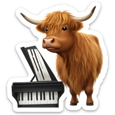 Highland Cow playing the piano  sticker