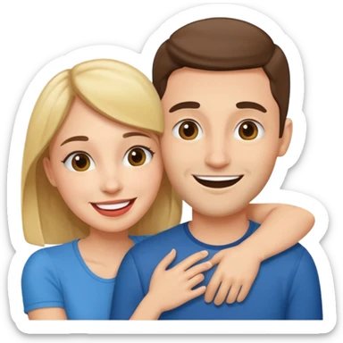 Couple hugs on photobooths sticker