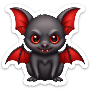 cute black vampire bat with red details sticker
