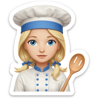 Sexy Long Blonde hair blue eyed female chef sticker