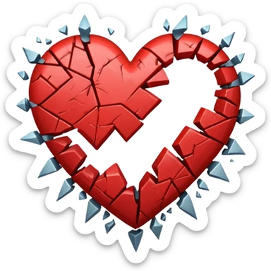 Heart slammed into the ground, cracks + shockwave sticker