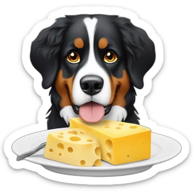 Bernese mountain dog fixing swiss cheese fondue sticker