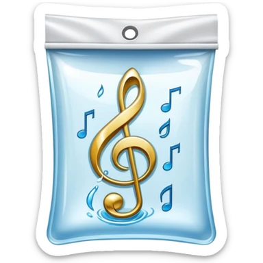 ziplock bag with a treble clef inside sticker