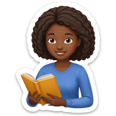 black woman reading a book sticker