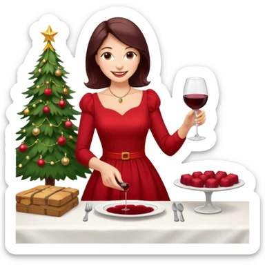 Chirstmas Hostess character, She plans the night, sets the table, pours the wine… sticker
