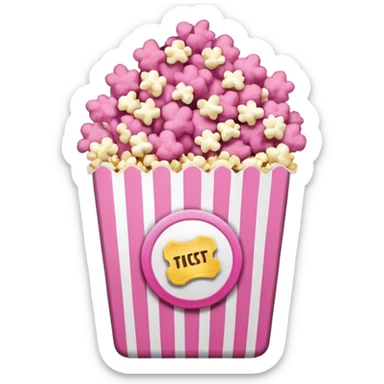 pink popcorn with cinema tickets sticker