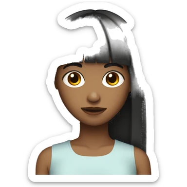 teen with black hair in a fringe style sticker