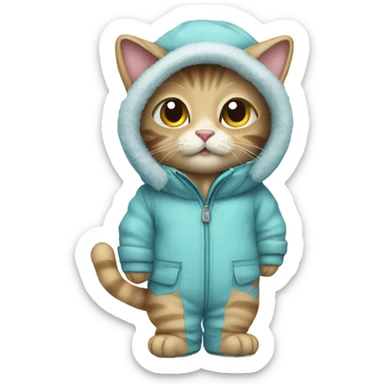 cat wearing snowsuit sticker
