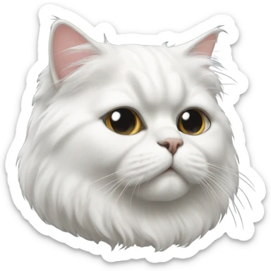 White Persian cat face in profile sticker