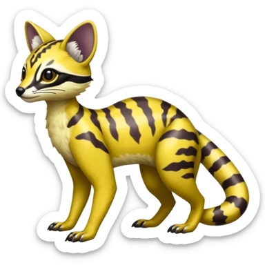 Rare realistic shiny warm-colored lush tropical exotic cute epic pretty beautiful handsome gorgeous aesthetic colorful vibrant Vernid-Protogen-Primagen-Wickerbeast-Genet-Trico-species-Fakemon-hybrid-creature by LiLaiRa, beautiful intricate markings, full body sticker