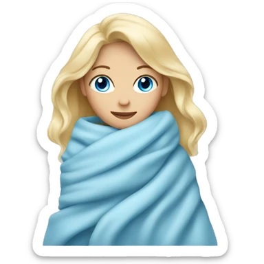 Relaxing blonde woman blue eyes in a blanket  sticker