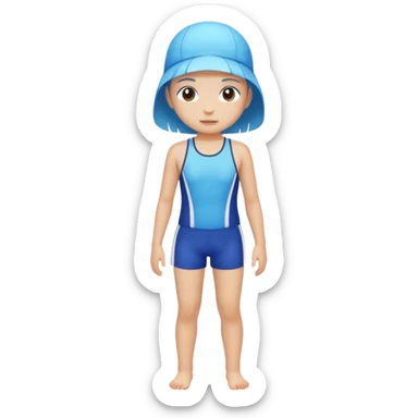 Child swimmer girl standing  only shorts sticker