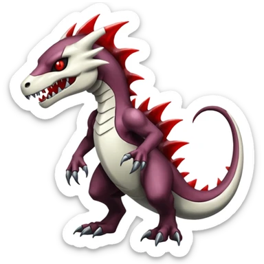 Shiny White Evil Glowing Eldritch Marowak-Salandit-Duskull-Darkdramon-fusion with bloody red markings sticker