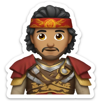 Spanish male wearing Mongolian warrior outfit sticker