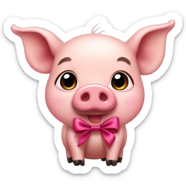 little pig with a bow sticker