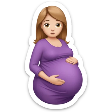 very heavily pregnant overdue woman with very large belly sticker
