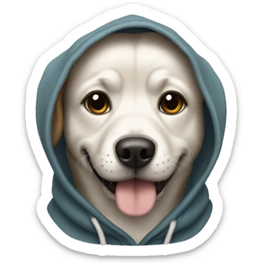 Dog wearing a hoodie sticker