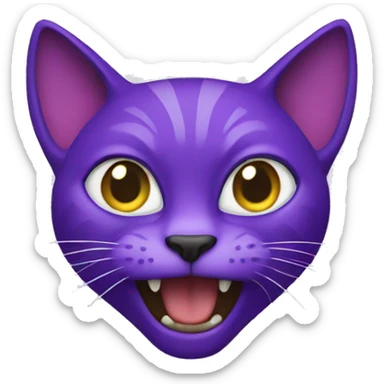 purple crazy cat sticker