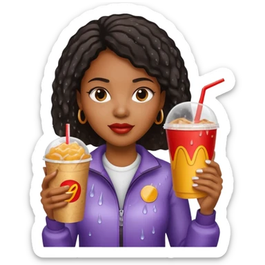 black woman holding fastfood drink sticker