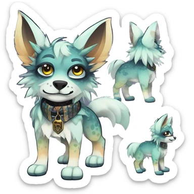 cute cool edgy fantasy animal fursona creature by griffsnuff & LiLaiRa & Falvie with cool colors with patterns and a spiked collar full body sticker