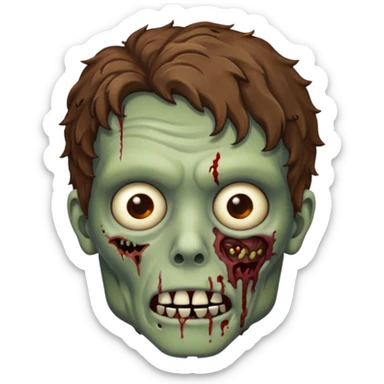 Zombie with lil bit curly medium brown hair sticker