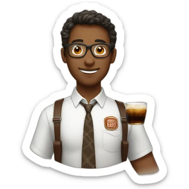 Nerd with root beer sticker