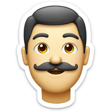 Wink kiss face with mustache  sticker