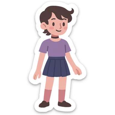flat toon style femboy character sticker