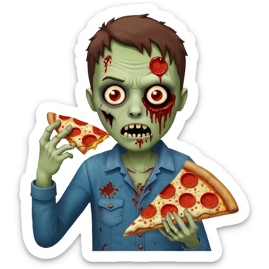 zombie eating pizza slice sticker