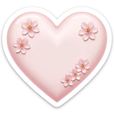 white heart emoji with subtle sakura petal texture sticker