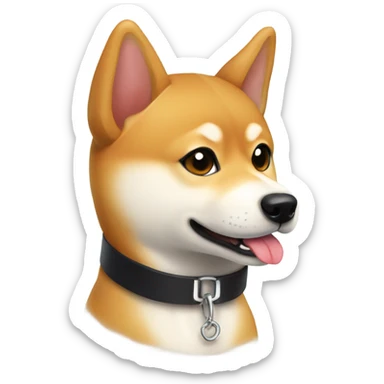 shiba inu with collar indoors sticker