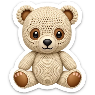 cute bear made of crochet yarn, detailed stitches, soft and plushy sticker