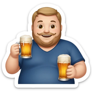 Fat man with beer sticker