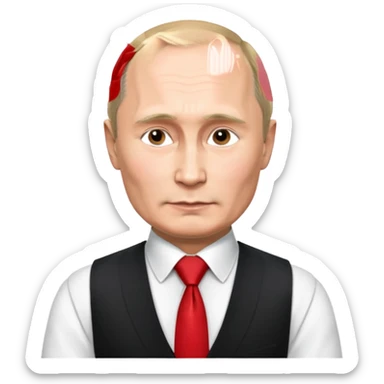 putin in vest with tie sticker