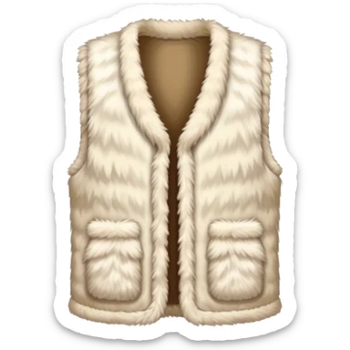A plain, fluffy fur vest in near-white cream color without pockets sticker