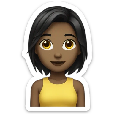 girl black hair black glass yellowskin one sticker