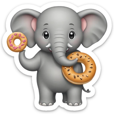 elephant holding bagel sticker