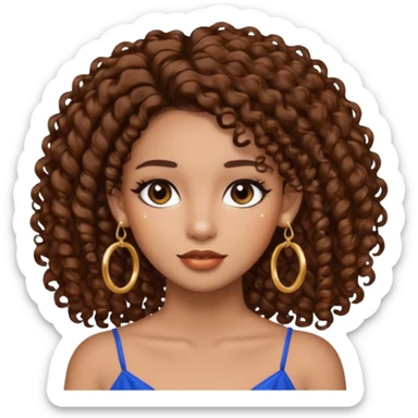 One, Puerto Rican, fair skin brown hair it has to be straight with earrings and makeup. I would like the earrings to be hoop and my best friend by my side is caramel skin color with curly black hair. sticker