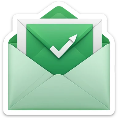 a letter with green checkbox inside the white envelop sticker