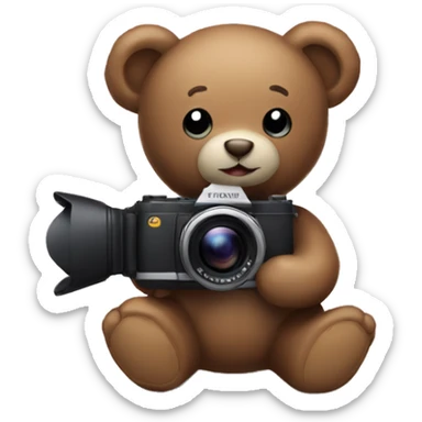 Christmas Teddy bear holding a Camera  sticker